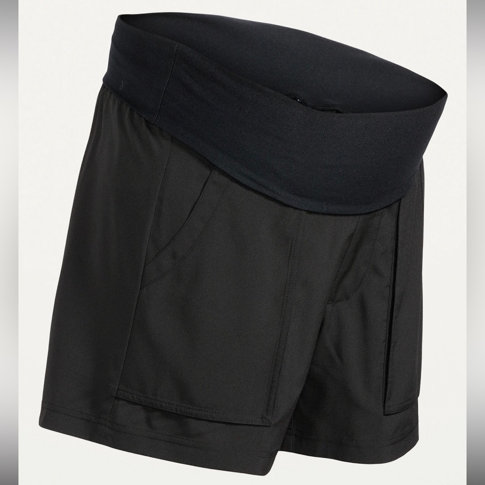 Old Navy Maternity StretchTech Black Shorts Quick Dry Pockets XL Active